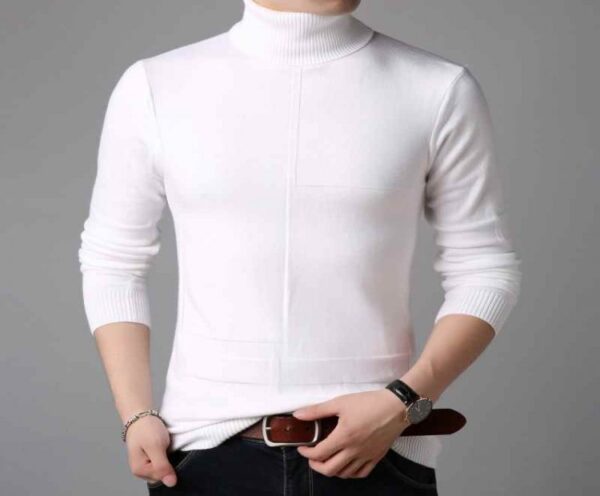 Classic Fashion Turtleneck Sweater Men's Casual Knitting Pullovers Male Sweaters Slim Men's Clothing Lattice Solid Pullovers