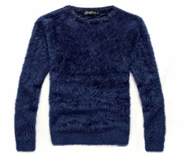 Men's Autumn Winter Thick Mohair Long Sleeve O Neck Knit Pullover / Fashion Hot Slim Slim Thick Warm Wool Sweater Male